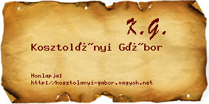Kosztolányi Gábor névjegykártya
